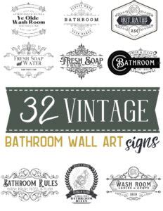 32 Vintage Bathroom Wall Art Free Printable Signs — Capturing Wonderland