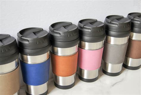 Personalized Travel Mug, Customized Leatherette Stainless Steel Travel Mug, Laser Engraved ...