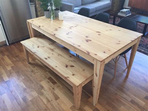 Ikea NORNÄS Drop-leaf table & bench in pine for sale & collection from… | Dining table with ...