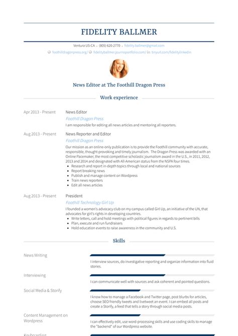 News Editor Resume Samples and Templates | VisualCV