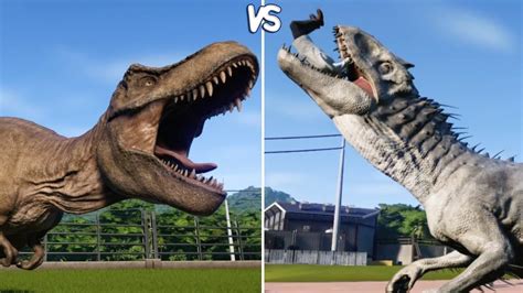 Jurassic World Evolution - T-REX vs INDOMINUS REX - Gameplay (PS4 HD) [1080p60FPS] - YouTube