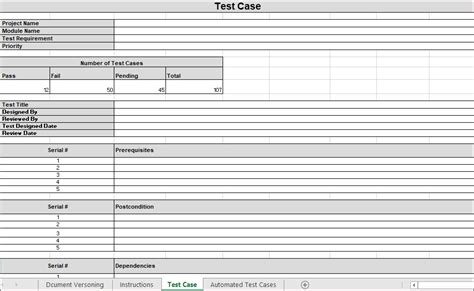 Test Case Template Excel | Download Test Case Sample | Project Management Templates