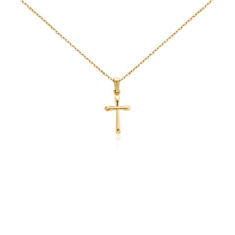 Gold Cross Necklace / 14k Gold Small Cross Pendant / Solid Gold Cross / Communion Cross ...