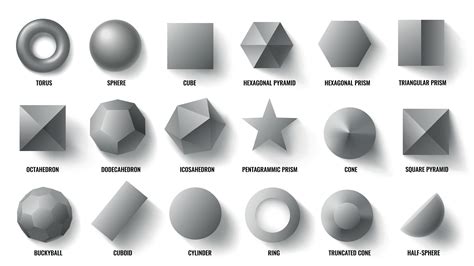 Basic 3d shapes top view. Realistic pyramid shape, geometric polygon ...