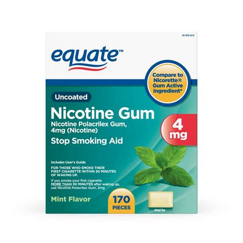 Equate Mint Flavor Uncoated Nicotine Gum, 4 mg, 170 Count - Walmart.com ...