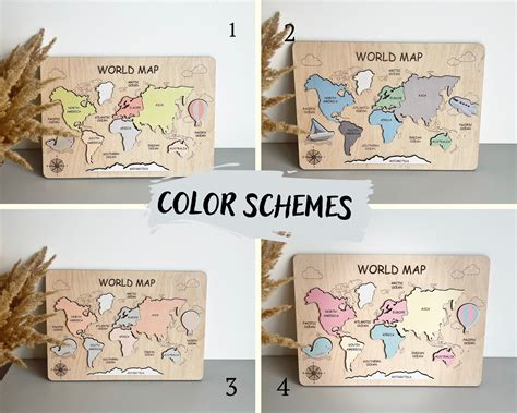 World Map Puzzle for Kids Wooden Jigsaw Puzzle Kids World | Etsy