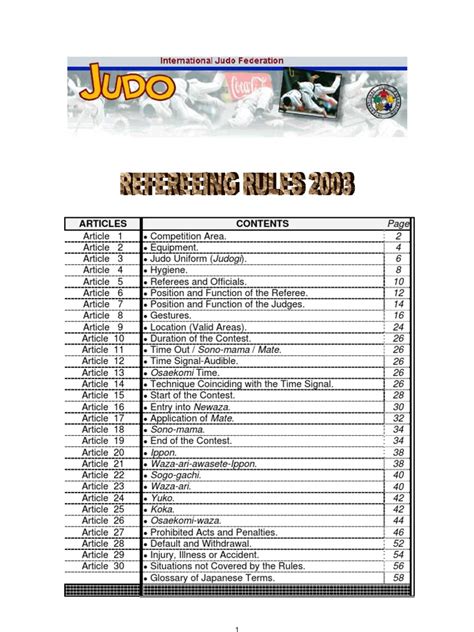 2003 IJF Judo Rules | Judo | Referee