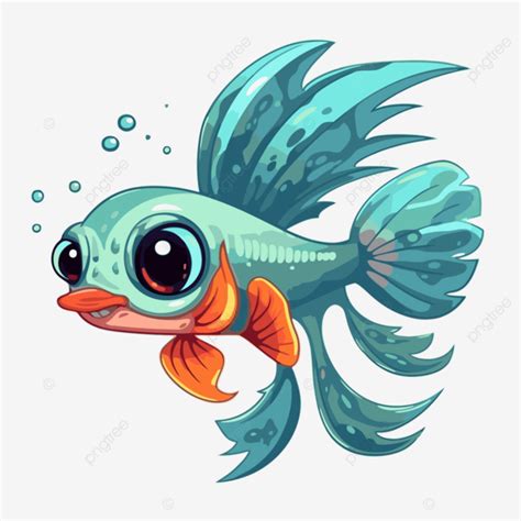 Guppy Clipart Miniature Blue Betta Fish Silhouette In A Cartoon ...