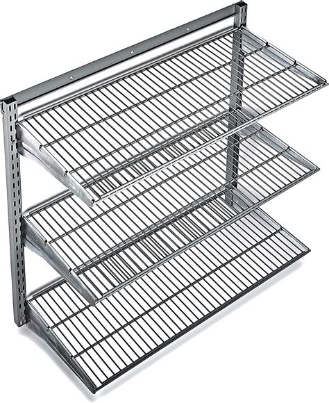Home Wall Shelves Wall Mounted Shelving Storage Double Track Adjustable Heavy-Duty Gray Steel ...