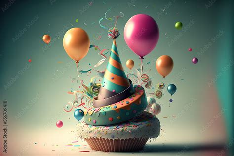 Happy Birthday Celebration Generative AI Stock Illustration | Adobe Stock