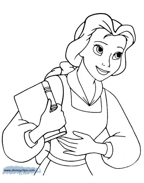 Disney Princess Belle Reading Coloring Page