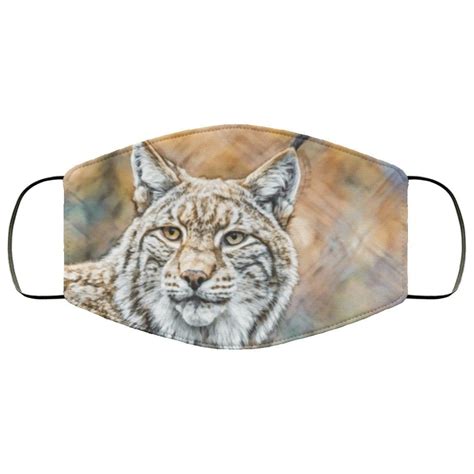 Bobcat Print Reusable Protective Face Mask, Big Cat Face Mask Print, Washable Face Covering # ...