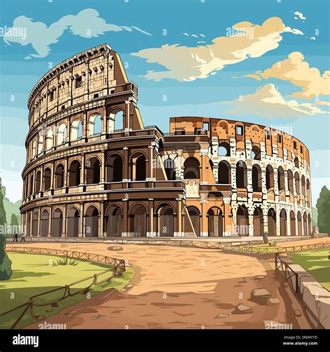 Colosseum. Colosseum hand-drawn comic illustration. Vector doodle style cartoon illustration ...