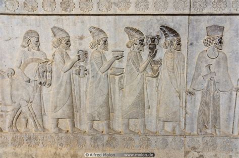 Procession of tribute bearers picture. Apadana palace bas-reliefs ...