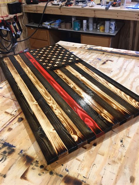 36x20 Thin Red Line American Flag. Firefighter flag. First | Etsy