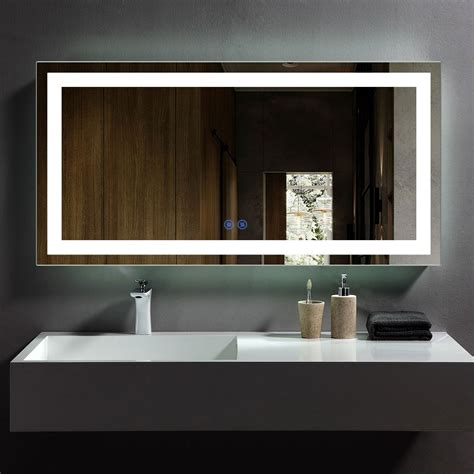 DECORAPORT 48 x 24 Inch LED Bathroom Mirror with Touch Button, Anti Fog ...