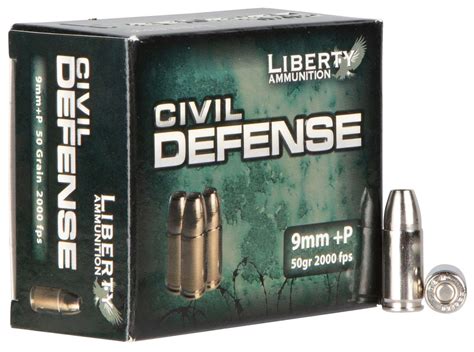 Liberty Ammunition LACD09014 Civil Defense 9mm Luger +P 50 gr Hollow Point (HP) 20 Bx/ 50 Cs ...