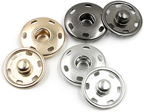 Amazon.com: rosenice Sew On Snaps Buttons Metal Snaps Fasteners Press Studs Buttons 50 Sets ...