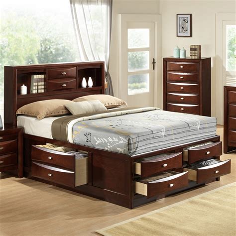 Roundhill Furniture Emily Storage Panel Bed | Bed furniture, King storage bed, Bed with drawers