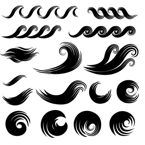 Wave element design collection. Swirl water splash sign silhouette ...