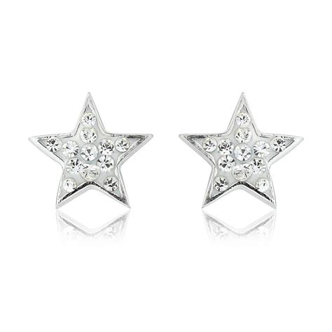 silver crystal star earrings by argent of london | notonthehighstreet.com