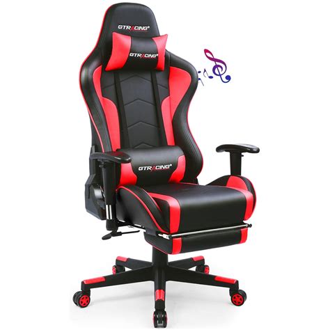 GTRACING Gaming Chair with Footrest Speakers Video Game Chair Bluetooth Music Heavy Duty ...