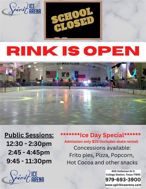 Rink is open on February 1st – Spirit Ice Arena