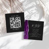 Purple Silver Agate Dark Wedding QR Code RSVP Enclosure Card | Zazzle