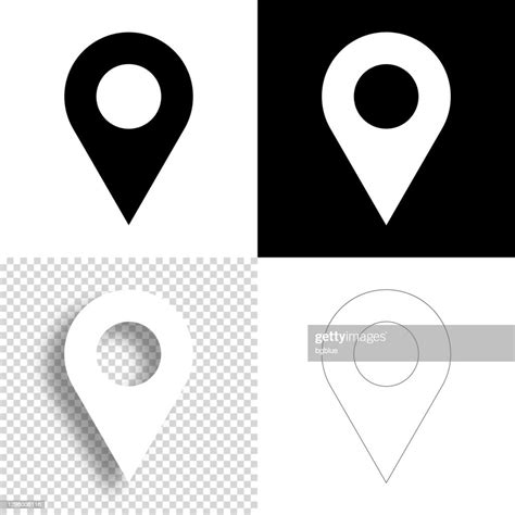 Map Pin Icon For Design Blank White And Black Backgrounds Line Icon High-Res Vector Graphic ...