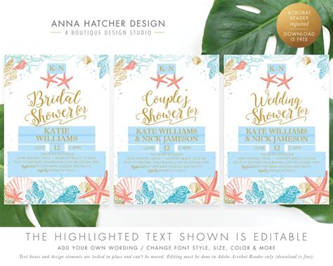 Beach Theme Bridal Shower Invitation Couple's Shower - Etsy