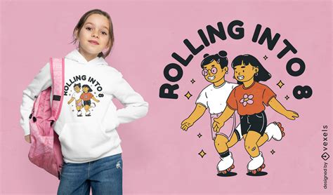 Rolling Into 8th Grade Skating T-shirt Design Vector Download