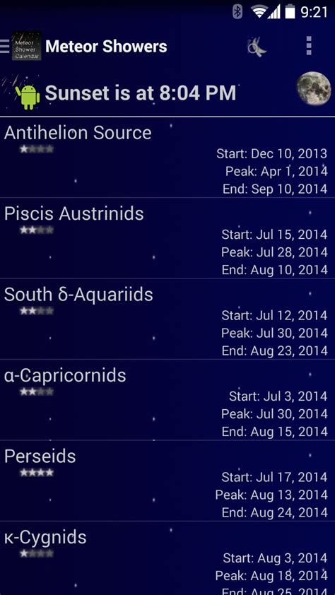 Meteor Shower Calendar - App on Amazon Appstore