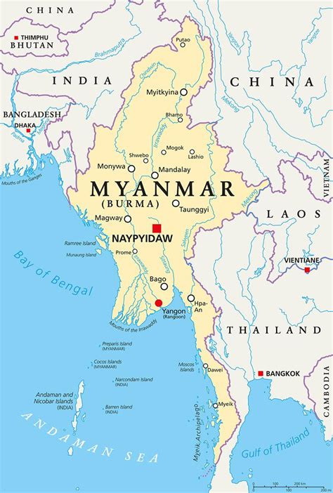 Burma country map - Myanmar country map (South-Eastern Asia - Asia)