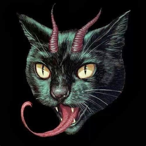 Demon kitty | Black cat art, Satanic art, Creepy cat