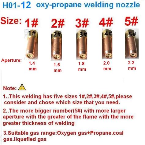 5pcs/lot H01 12 oxy propane welding nozzle/welding tip sizes of 1# 2# 3# 4# 5# for H01 12 ...