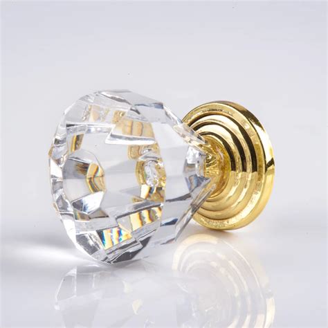 10pcs free shipping 32mm Zinc Alloy Clear Crystal Sparkle Glass Kitchen Cabinet Knobs Handles ...