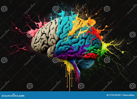 A Genius Human Brain Abstract Painting Art with Creative Watercolor Splash Stock Illustration ...