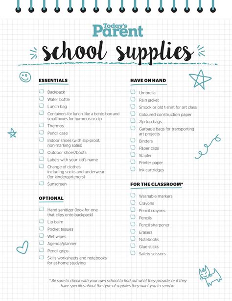 Printable school supplies checklist - Today's Parent | School checklist ...