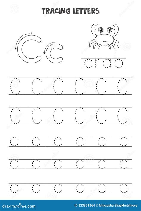 Tracing Letters of English Alphabet. Black and White Worksheet. Stock Vector - Illustration of ...