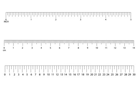 set of black measuring Horizontal scale of ruler centimeters, inches ...