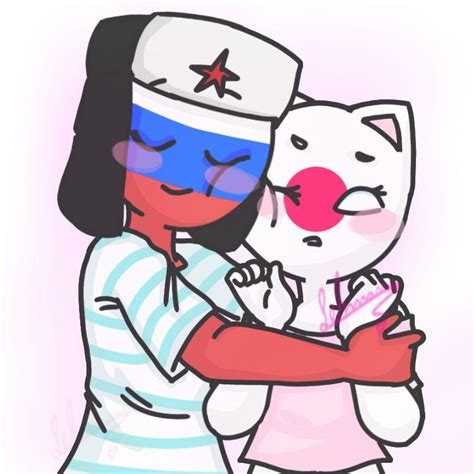 Russia x Japan - countryhumans | Милые рисунки, Веселые картинки, Япония