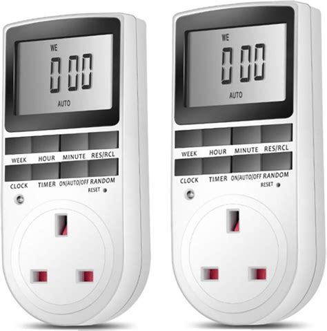 Misika 2 pack Timer Plug Socket, Digital Security Plug Programmable Timer Socket, which has LCD ...