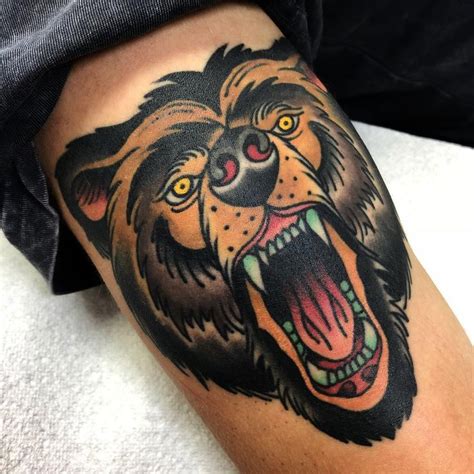 HEALED bear head . Thanks Sam | Traditional bear tattoo, Bear tattoos, Head tattoos