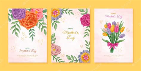 Free Vector | Watercolor mother's day greeting cards collection