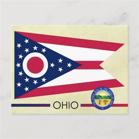 Ohio State Flag and Seal Postcard | Zazzle