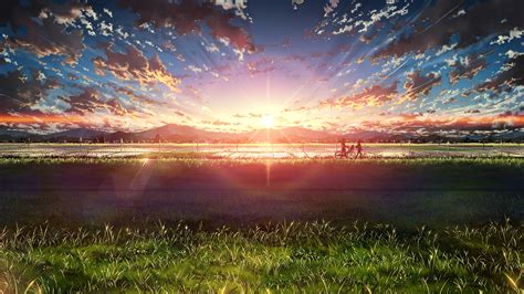 Anime, Beautiful, Sunrise, Landscape, Sky, Clouds, Scenery, 4K, #111 ...