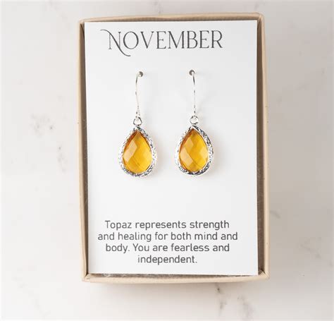 November Birthstone Earrings Topaz Earrings Teardrop | Etsy