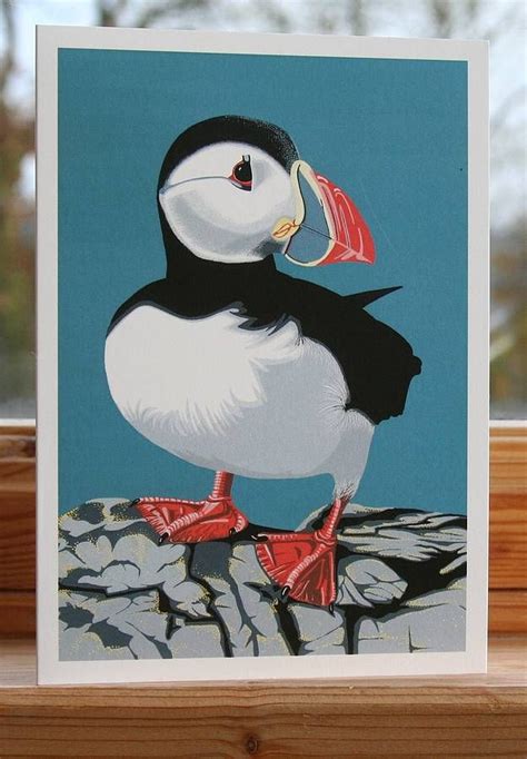 Puffin Card in 2021 | Puffin, Textiles artwork, Bird art