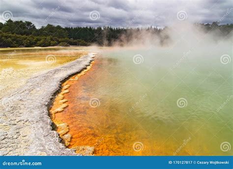 Champagne Pool, Geothermal Spring in Waiotapu, New Zealand Stock Image ...