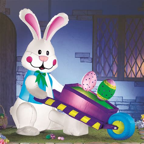 Inflatable Easter Bunny with Cart | Collections Etc.